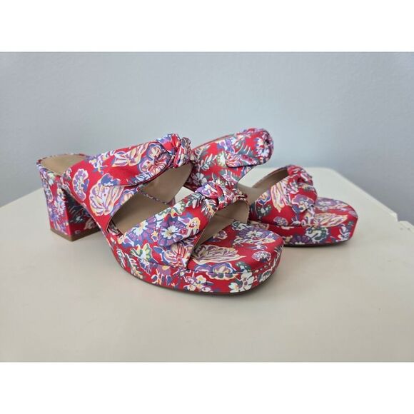 Copper Key Floral Block Heels Size 9 Retro Bow Knot Platform Sandals Electric - Picture 7 of 8